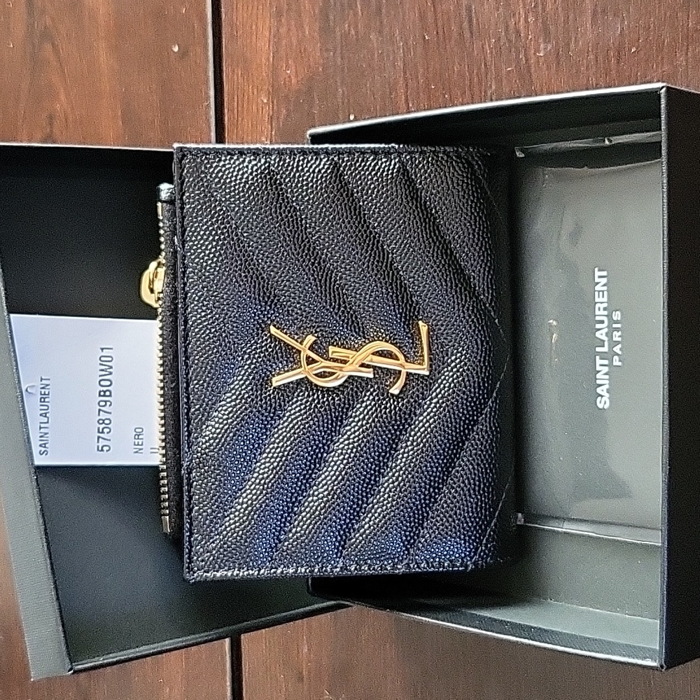 YSL Monogram Quilted Black Bifold Wallet